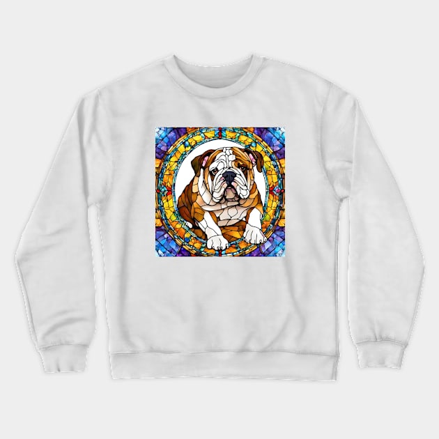 Stained Glass English Bulldog Crewneck Sweatshirt by Doodle and Things